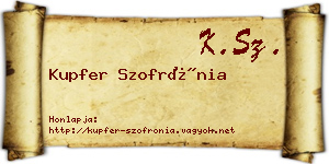 Kupfer Szofrónia névjegykártya